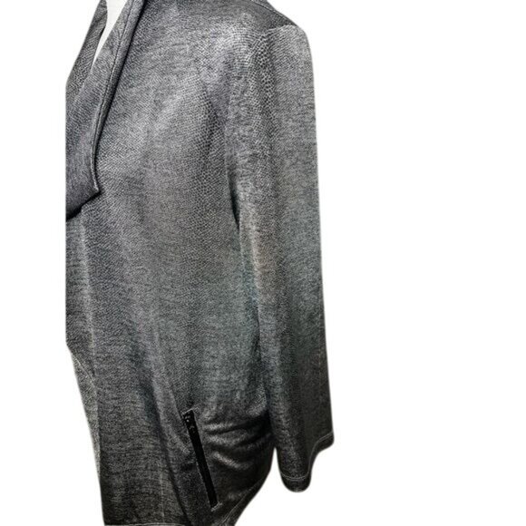 Kasper Gray Open Front Waterfall Cardigan Jacket With Zipper Pockets Large - Picture 7 of 13
